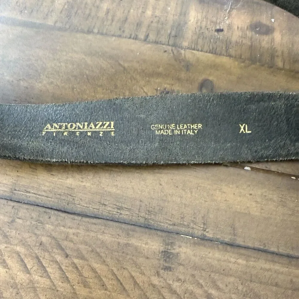 Vintage Antoniazzi Firenze Y2K Gold Nugget Italy genuine Leather Mens Belt Sz XL